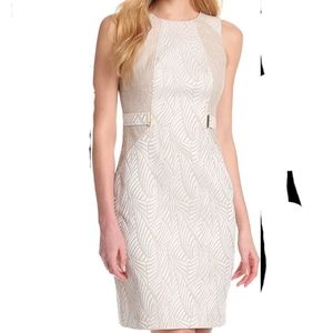 Dana Buchman 12 Sheath Dress Textured Leaves Gold